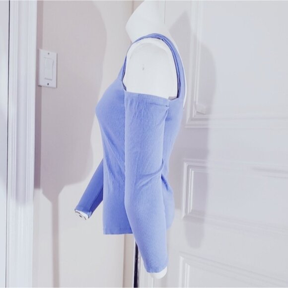Periwinkle Blue Off-Shoulder Cutout Top - Picture 2 of 7